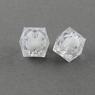 Transparent Acrylic Beads, Bead in Bead, Faceted Cube, Clear, 14x14x14mm, Hole: 2mm(X-TACR-S112-14mm-01)