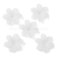 Acrylic Bead Caps, Frosted, 6-Petal Flower, White, 16x17.5x4mm, Hole: 1.7mm, 1851pcs/500g(OACR-K001-26)