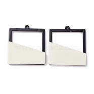 Cellulose Acetate(Resin) Pendants, Square Charms, Linen, 46x42x5mm, Hole: 1.6mm(RESI-XCP0001-76)