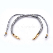 Nylon Cord Braided Bracelet Making, with Brass Beads, Golden, Gray, 10-1/4 inch~11-7/8 inch(26~30cm), 3mm(MAK-E665-06F)