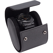 PU Imitation Leather Single Watch Case Box, Watch Display Case, Black, 10.2x8.5x7.3cm(ODIS-WH0029-05B)