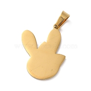 Ion Plating(IP) 304 Stainless Steel Pendants, Stamping Blank Tag, Rabbit Charm, Golden, 28x23.5x1mm, Hole: 6.5x4mm(STAS-C079-07G)