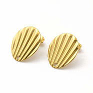 304 Stainless Steel Stud Earring Findings, Shell Shape, Golden, 21.5x17.5x1mm, Hole: 1.6mm, Pin: 0.8mm(STAS-M305-21G)