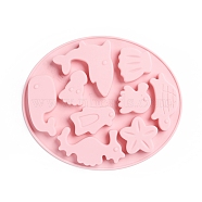 Marine Organism Food Grade Silicone Molds, Fondant Molds, Baking Molds, Chocolate, Candy, Biscuits, UV Resin & Epoxy Resin Jewelry Making, Mixed Shape, Pink, 166x140x12mm, Inner Size: 28~65x17.5~62mm(X-DIY-G022-07)