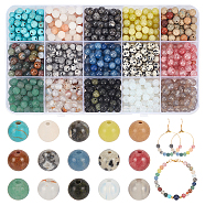 Nbeads 750Pcs 15 Styles Mixed  Gemstone Baeds, Round, Mixed Dyed and Undyed, 6mm, Hole: 1mm, 50pcs/style(G-NB0005-42B)