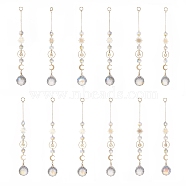 Glass Teradrop Hanging Suncatchers, Brass 12 Constellations Pendant Decorations, Golden, 240~250mm, 12pcs/set(HJEW-JM00929)
