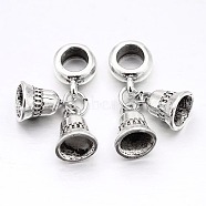 Bell Large Hole Alloy European Dangle Charms, Antique Silver, 24mm, Hole: 5mm(MPDL-L010-08)
