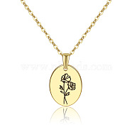 304 Stainless Steel Birth Month Flower Pendant Necklace, Floral Dainty Jewelry for Women, Golden, September Morning Glory, 17.72 inch(45cm)(HUDU-PW0001-034I)