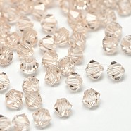 Imitation 5301 Bicone Beads, Transparent Glass Faceted Beads, Bisque, 3x2.5mm, Hole: 1mm, about 720pcs/bag(GLAA-F026-B21)