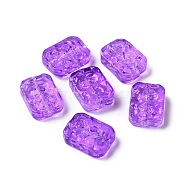 Transparent Spray Painted Glass Beads, Rectangle, Blue Violet, 18x13x5.5mm, Hole: 1.4mm(GLAA-I050-08F)