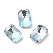 Glass Rhinestone Cabochons, Point Back & Back Plated, Faceted, Rectangle, Light Azore, 6x4x2mm(RGLA-P037-04A-D202)