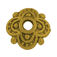 4-Petal Tibetan Style Alloy Flower Bead Caps, Lead Free & Cadmium Free, Antique Golden, 8x8x2mm, Hole: 2mm(X-TIBE-S222-AG-RS)