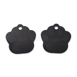 Aluminum Alloy Pendants, Pet Dog and Cat Tags, Dog Paw Prints, Black, 35x33x1mm, Hole: 3.7mm(ALUM-L001-A04)