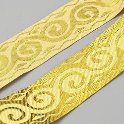 Ethnic Style Polyester Jacquard Flower Ribbon, Tyrolean Ribbon, Garment Accessories, Cloud, 1-1/4 inch(33mm)(OCOR-WH0070-111B)