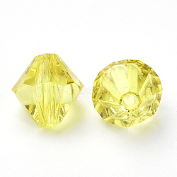 Transparent Acrylic Beads, Bicone, Yellow, 4x4mm, Hole: 1.2mm, about 680pcs/20g(X-TACR-S146-4mm-09)