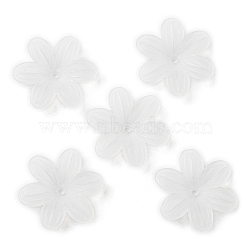 Acrylic Bead Caps, Frosted, 6-Petal Flower, White, 16x17.5x4mm, Hole: 1.7mm, 1851pcs/500g(OACR-K001-26)