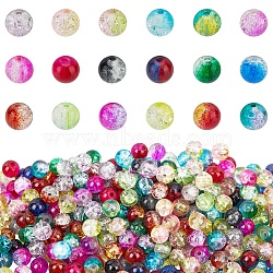 DIY Baking Painted Crackle Glass Beads Stretch Bracelet Making Kits, include Sharp Steel Scissors, Elastic Crystal Thread, Stainless Steel Beading Needles, Mixed Color, Beads: 6mm, Hole: 1.3~1.6mm, 1350pcs/set(DIY-PH0004-54D)