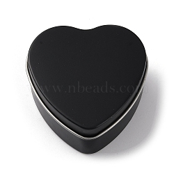 Tinplate Iron Heart Shaped Candle Tins, Gift Boxes with Lid, Storage Box, Black, 6x6x2.8cm(CON-NH0001-02D)