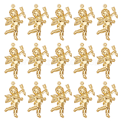 Valentine's Day 304 Stainless Steel Pendants, Cupid, Real 18K Gold Plated, 29x16x5mm, Hole: 1mm, 20pcs/box(STAS-SC0004-77)