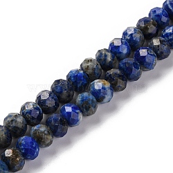 Natural Lapis Lazuli Beads Strands, Faceted, Rondelle, 7x5~5.5mm, Hole: 1mm, about 68pcs/strand, 15.16~15.35 inch(38.5~39cm)(G-K380-A37-09)