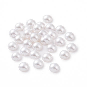 ABS Plastic Imitation Pearl Cabochons, Half Round, White, 12x5.5mm, about 1000pcs/bag