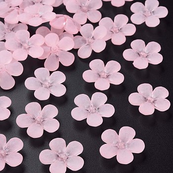 Transparent Acrylic Beads, Frosted, Flower, Pink, 22x23x6.5mm, Hole: 1.6mm, about 378pcs/500g