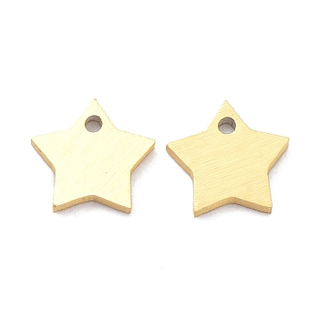 Ion Plating(IP) 304 Stainless Steel Pendants, Stamping Blank Tag, Laser Cut, Double Side Drawbench Effect, Star, Golden, 6x6.5x1mm, Hole: 0.5mm
