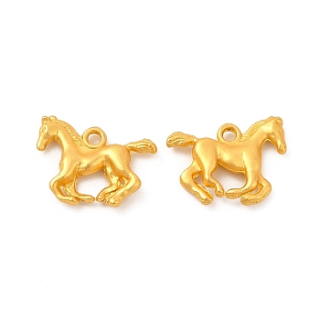 Rack Plating Alloy Pendants, Lead Free & Cadmium Free & Nickel Free, Horse Charm, Matte Gold Color, 15x19x3.5mm, Hole: 1.8mm