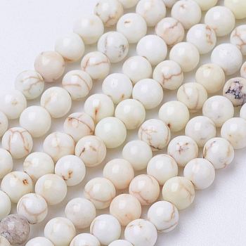 Natural Magnesite Bead Strands, Dyed, Round, Old Lace, 3mm, Hole: 0.6mm, about 118pcs/strand, 15.7 inch