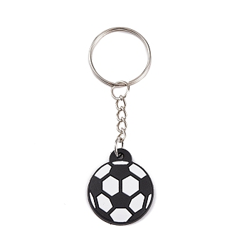 Iron Keychains, with PVC Pendants, Football, 8.5cm