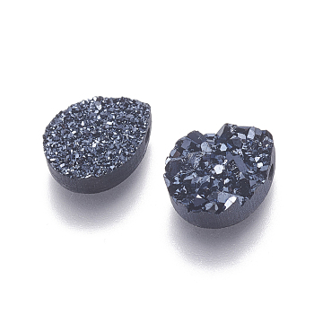 Imitation Druzy Gemstone Resin Beads, teardrop, Black, 12x9x3~3.5mm, Hole: 1.2mm