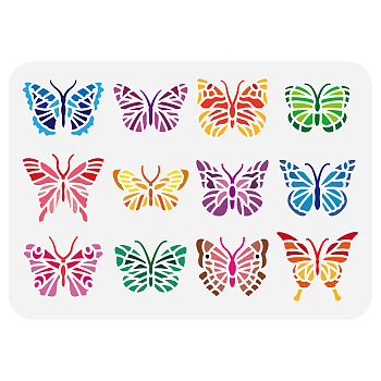 Plastic Drawing Painting Stencils Templates, for Painting on Scrapbook Fabric Tiles Floor Furniture Wood, Rectangle, Butterfly, 29.7x21cm