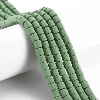 Handmade Polymer Clay Bead Strands, Column, Light Green, 6.5x6mm, Hole: 1.2mm, about 61pcs/strand, 15.75 inch(40cm)