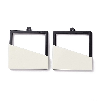 Cellulose Acetate(Resin) Pendants, Square Charms, Linen, 46x42x5mm, Hole: 1.6mm