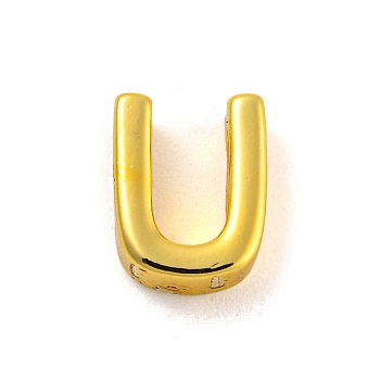 Brass Pendants, Real 18K Gold Plated, Letter U, 8.5x6.5x3mm, Hole: 1.2mm