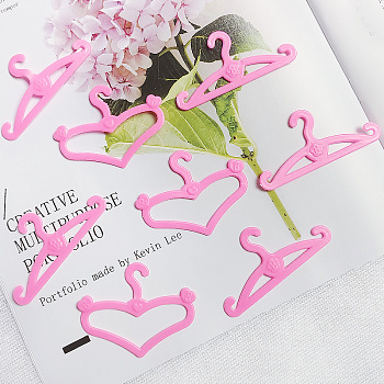 Plastic Doll Clothes Hanger, for DIY Doll Decorations Accessories, Pink, 30~45x60~67mm, 10pcs/bag