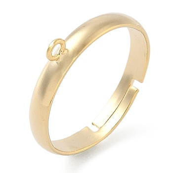 Adjustable Brass Finger Ring Trays for Hanging Pendant, 1 Hole Loop Ring Base, Rack Plating, Long-Lasting Plated, Lead Free & Cadmium Free, Real 24K Gold Plated, 3mm, Hole: 1.5mm, Inner Diameter: 17mm