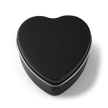Tinplate Iron Heart Shaped Candle Tins, Gift Boxes with Lid, Storage Box, Black, 6x6x2.8cm