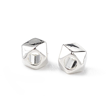 Alloy Beads, Long-Lasting Plated, Cube, Silver, 2.5x2.5x2mm, Hole: 1mm