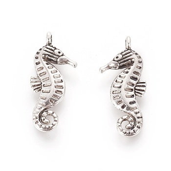 Tibetan Style Alloy Charms, Lead Free & Cadmium Free, SeaHorse, Antique Silver, 22x9x3mm, Hole: 1.5mm