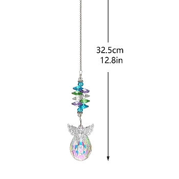 Crystal Pendant Decorations, with Metal Findings, for Home, Garden Decoration, Colorful, 325mm