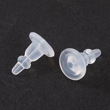 Silicone Ear Nuts, Earring Backs, Clear, 11.5x8.5mm, Hole: 0.5mm