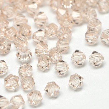 Imitation 5301 Bicone Beads, Transparent Glass Faceted Beads, Bisque, 3x2.5mm, Hole: 1mm, about 720pcs/bag