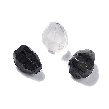 Natural Black Rutilated Quartz Beads, No Hole/Undrilled, Faceted, Nuggets, 15~19x13~15x12~15mm