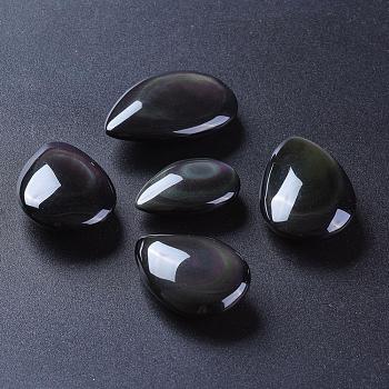 Natural Obsidian Beads, No Hole, Teardrop, 31~46x21.5~30x10~15mm