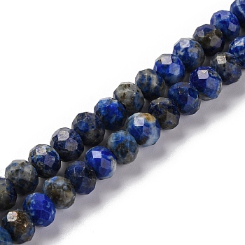 Natural Lapis Lazuli Beads Strands, Faceted, Rondelle, 7x5~5.5mm, Hole: 1mm, about 68pcs/strand, 15.16~15.35 inch(38.5~39cm)