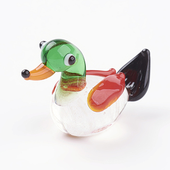 Home Decorations, Handmade Lampwork Display Decorations, Duck, Colorful, 27x12x20mm