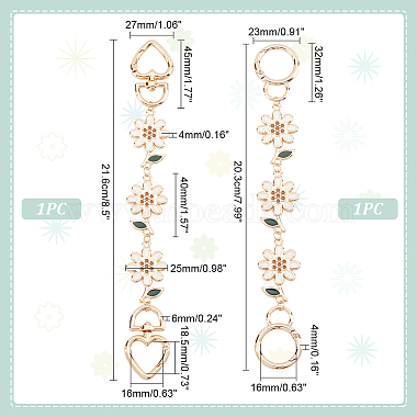 Pandahall Elite 2 pcs 2 style alliage émail tournesol lien rallonges de sangle de sac à main(FIND-PH0017-11)-2