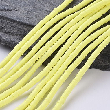 4mm ChampagneYellow Flat Round Polymer Clay Beads