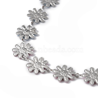 Enamel Daisy Link Chain Necklace(NJEW-P220-01P-07)-3